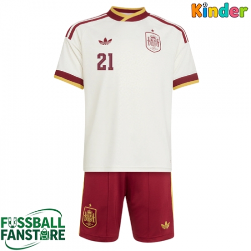 Spanien Mikel Oyarzabal #21 Replik Auswärtstrikot Kinder WM 2026 Kurzarm (+ Kurze Hosen)